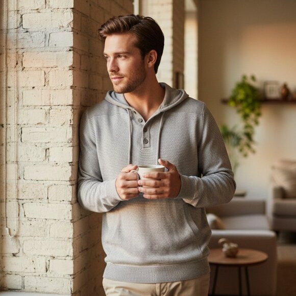 Chandail à capuchon Le31 exclusivité Simons Homme Médium poche kangourou gris - Picture 1 of 8